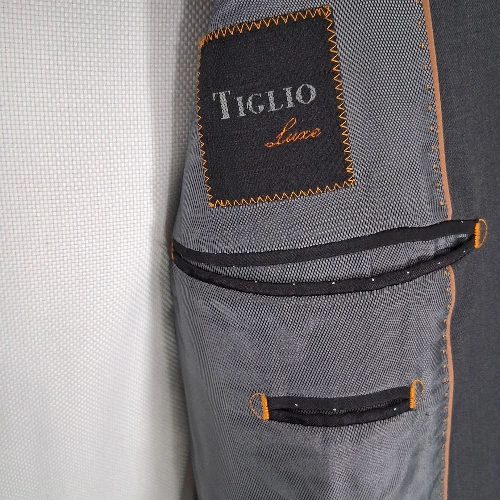 Tiglio Luxe Sport Coat 44S Gray Lanificio Di Biella Wool Blazer Double Vent